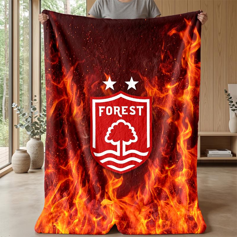 Nottingham Forest Football Print Flannel Blanket, Soft Warm Lightweight Throw Blanket for Sofa Bed Camping