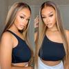 New female medium point piano color long wig, front lace wig full headgear, fashionable and natural