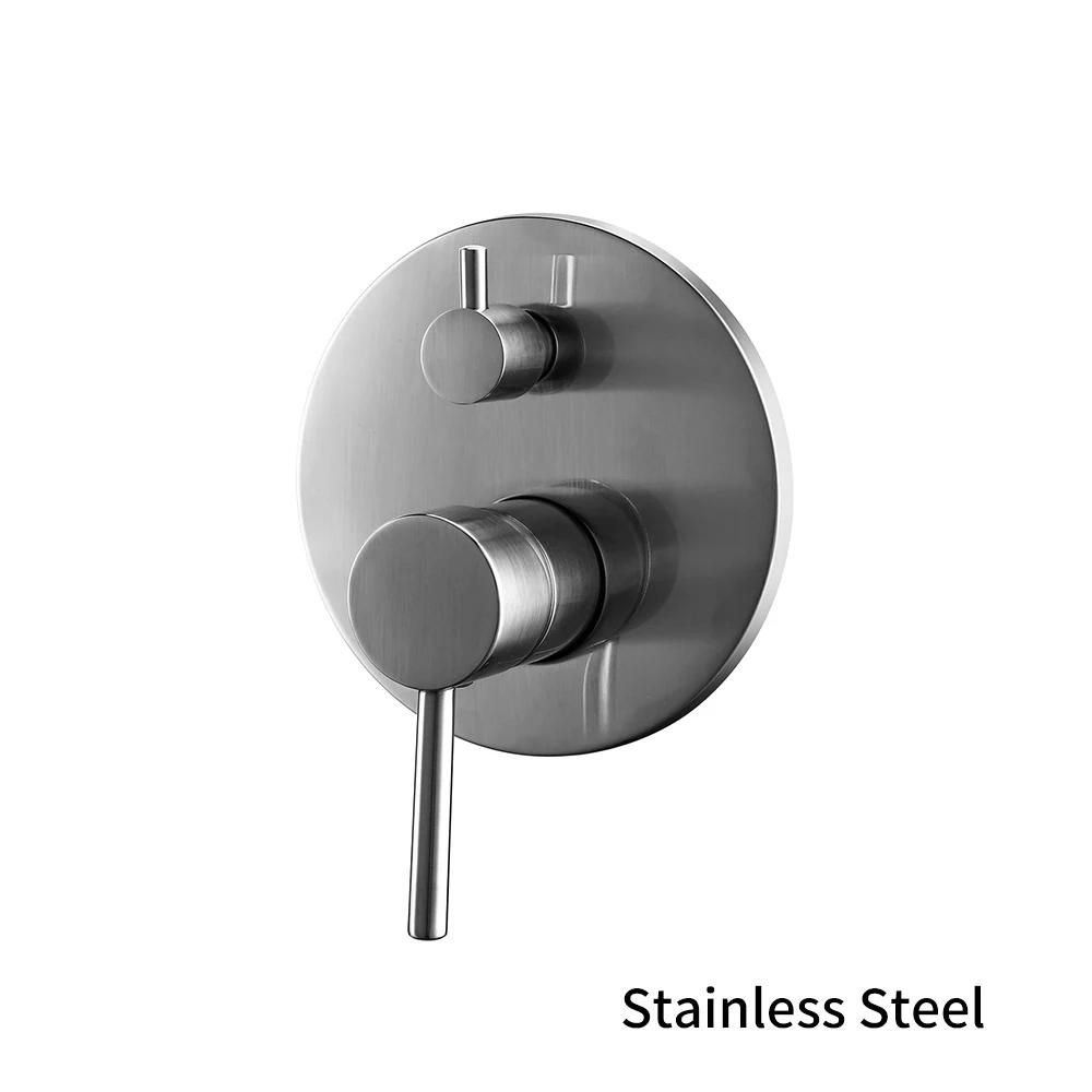 Black Gold chrome Round Solid Brass Concealed 2 Way Diverter Shower Valve Mixer Water Tap Bathroom Accessories Water Faucets