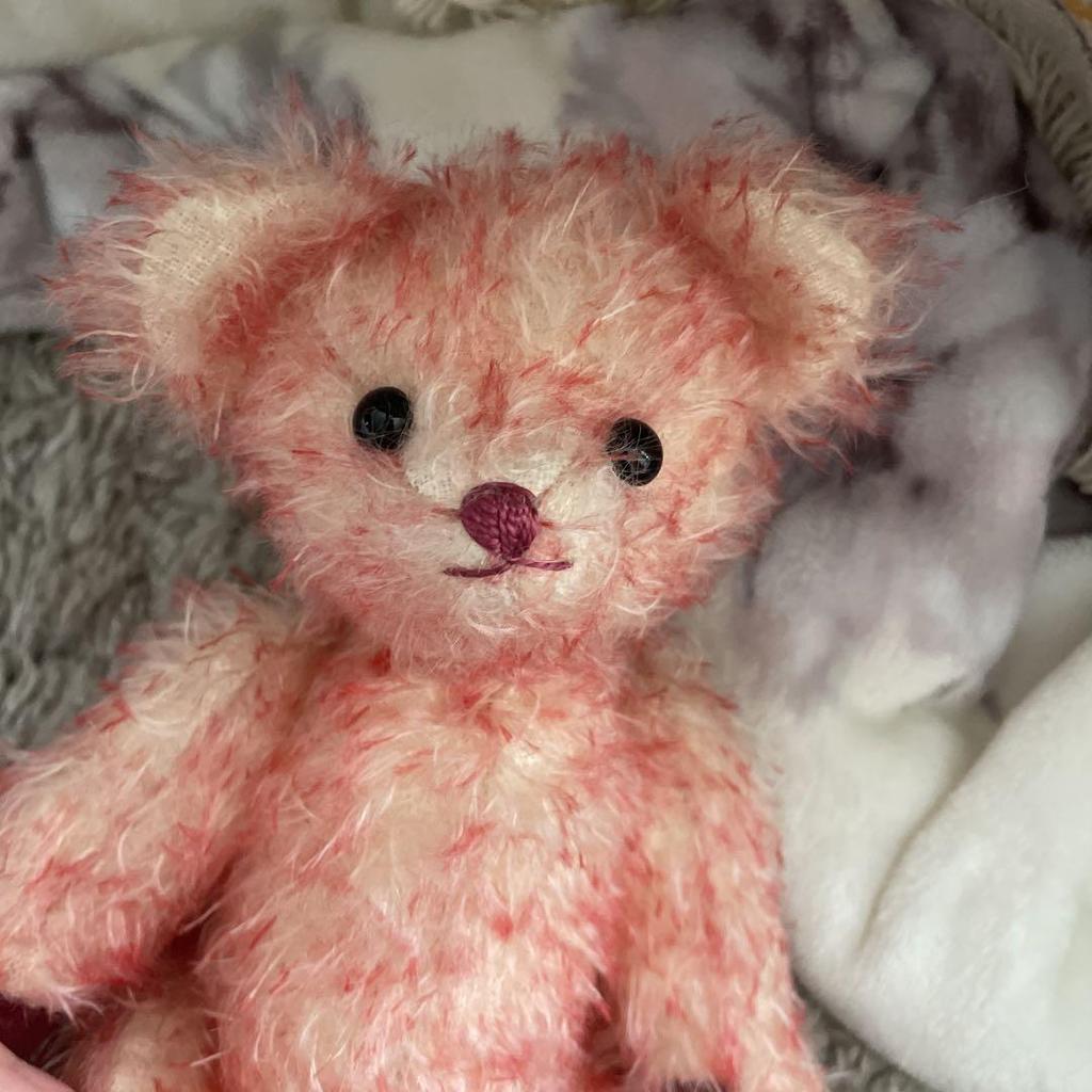 [Б/У] Розовый плюшевый мишка ретро винтаж