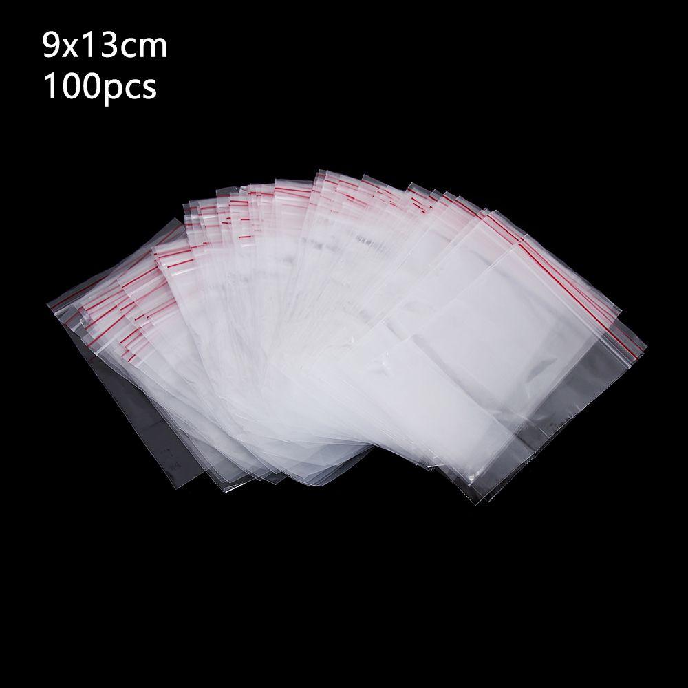 100 Pcs/pack Home Storage Self Adhesive PE Pouch Poly Clear Plastic Jewelry Zip Bags