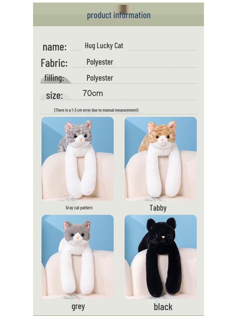 Hugging Jilly Laying Cat Plush Doll - Comforting Gift for Girlfriend