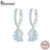 BAMOER 925 Sterling Silver Blue Conch Ear Buckles Sea Shell Drop Hypoallergenic Earrings for Women Ocean Series Jewelry