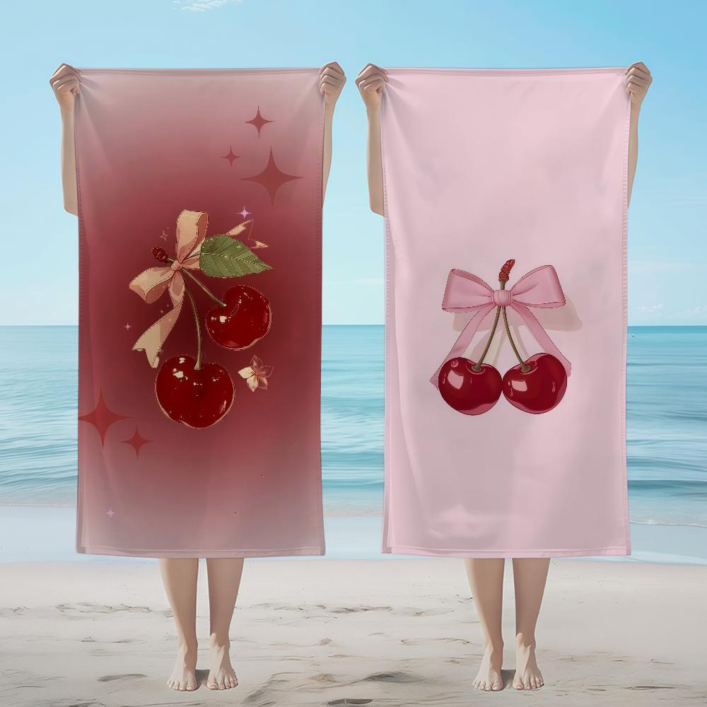 CHERRY cartoon Towel Textile Bathrobe Beach Quick-Drying Lightweight Portable Camping Swim Pool Travel