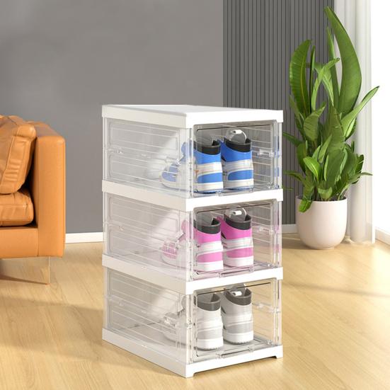 Home Shoe Box Transparent Stackable Thickened Foldable Dust-proof Visible Dustproof Moisture-proof Dorm Shoe Container Shoe