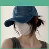 Korean R Letter Embroidered Denim Baseball Cap Widebrim Adjustable Summer Hat