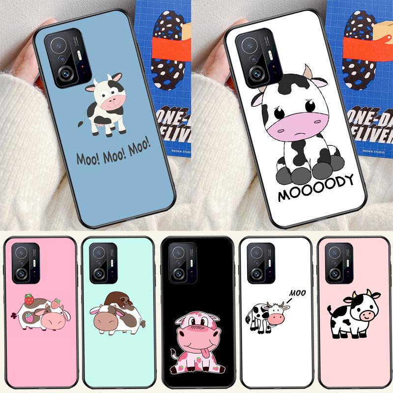 Animal Cute Cartoon Cow Case For Xiaomi 13 14 15 Ultra 11T 12T 13T 14T Pro POCO X7 Pro X3 X5 X6 M6 F5 F6 Pro Cover