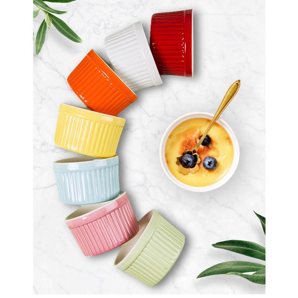 4Pcs Ceramic Ramekins for Baking Colorful Condiment Dish Creme Brulee Dishes Cooking