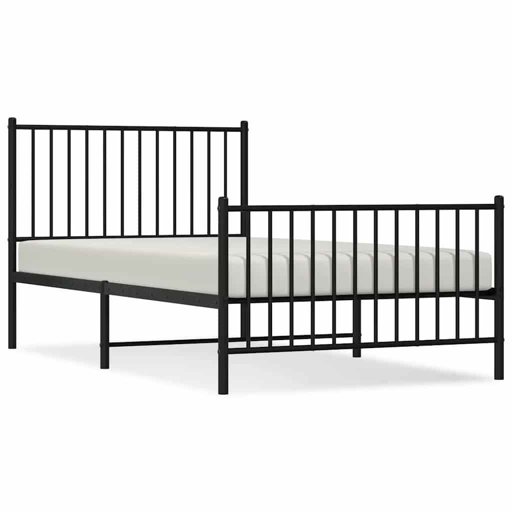 Vidaxl Металлическая Рама Кровати С Изголовьем И Изножьем, Черная, 100X190См