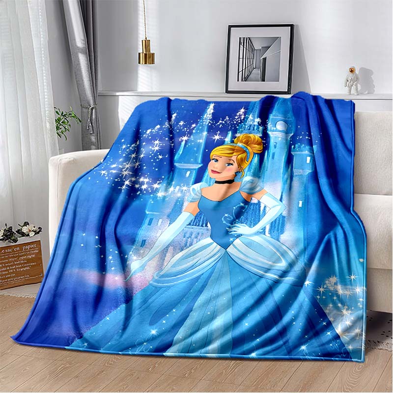 6 Sizes Princess Cinderella Cartoon Soft Flannel Fluffy Throw Camping Blanket for Children Sofa Throw Thin Blanket Female Gift