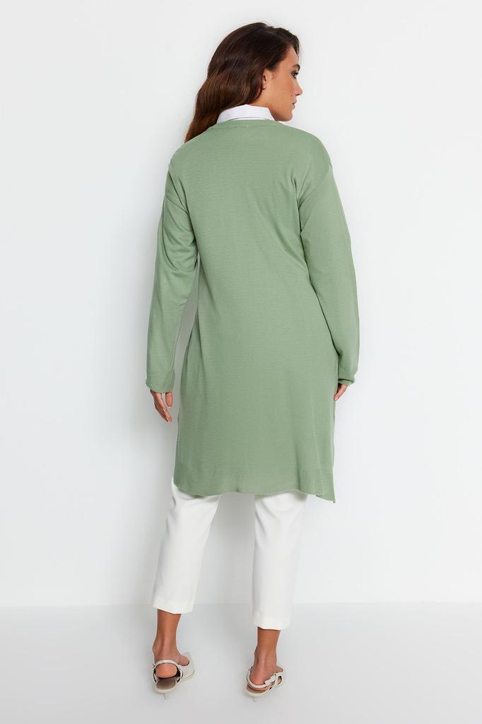 Женский модный стильный свитер в хиджабе мятный длинный трикотажный свитер