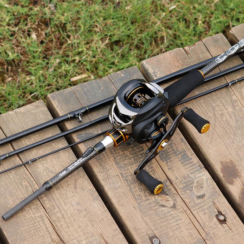 Fishing Set Fishing Pole Combo with Baitcasting Fishing Reel 4 Sections Lura Fishing Rod Smooth Bass