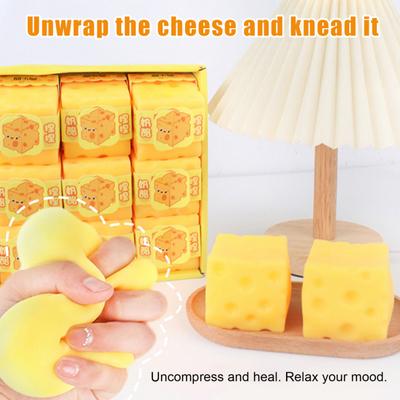 Пластичная сырная игрушка-пищалка для снятия стресса, медленно поднимающаяся, сырный блок, сенсорная игрушка, имитация еды, пищалка-фиджет, сувениры для вечеринки