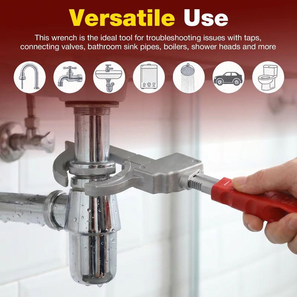 Adjustable Design Faucet Wrench Aluminum Zinc Zinc Alloy Sink Repair Tool Plumbing Wrench Bathroom Use