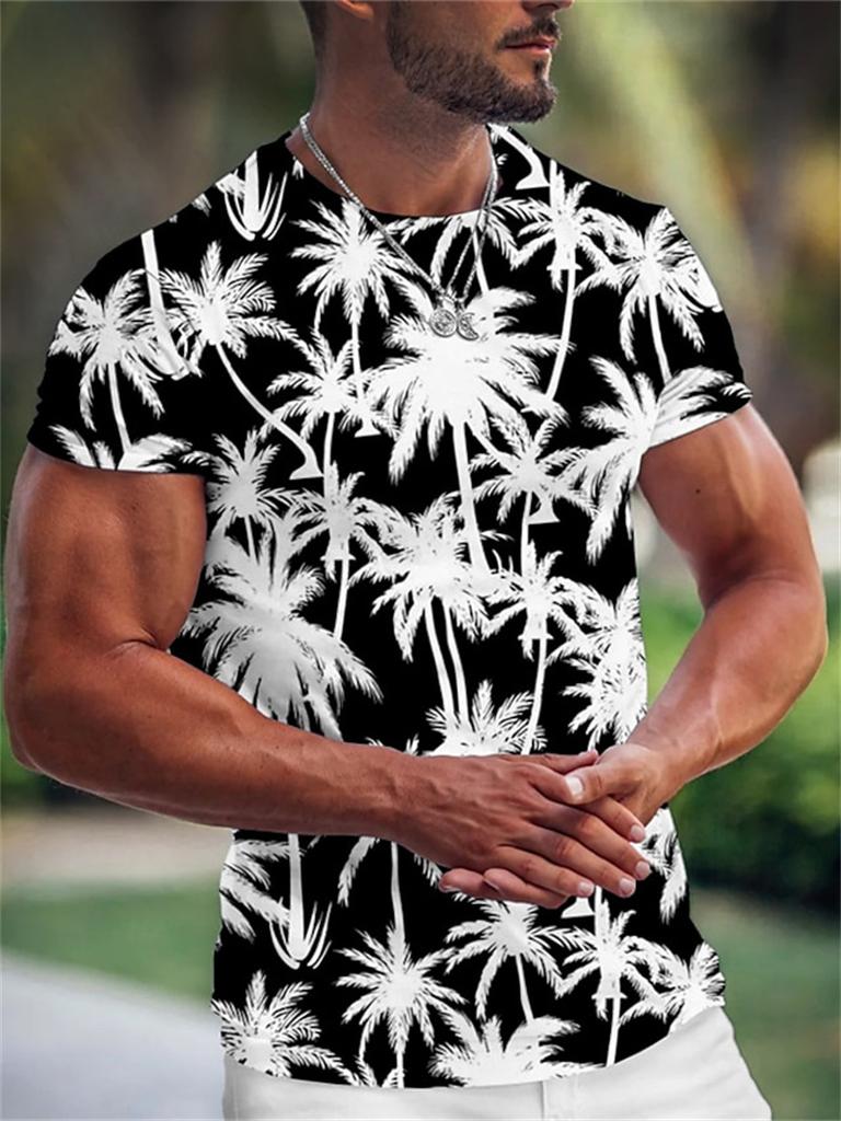 Summer Hawaiian Men's T-shirt 3d Print Tree Graphic T Shirt Fashion Short Sleeve Clothing Oversized Camiseta Streetwear Tee Tops