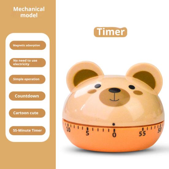 Механический кухонный таймер, регулируемый 0-60 минут, мультяшное животное, заводной, ручной обратный отсчет, громкий звуковой сигнал, не требует батареек, цветной таймер