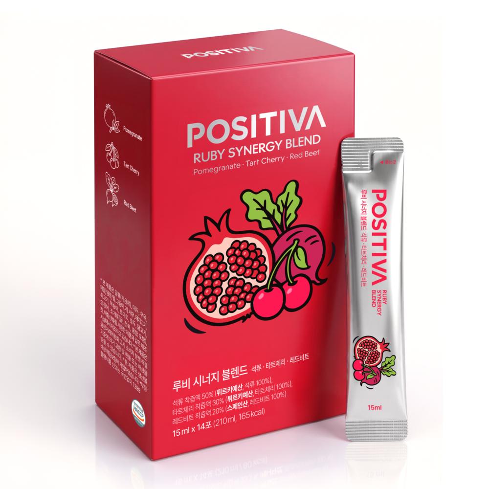 Positivea Ruby Synergy Blend Pomegranate Tart Cherry Red Beet 15ml 14 Packets 1 pcs 14 pcs