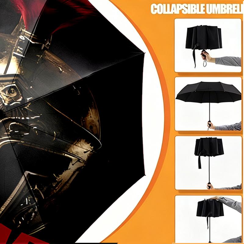 Custom Name Personalized Spartan army Print Umbrella, Auto Open Close, 8‑Rib Sturdy Frame, Commute Camping Hiking Use, Birthday Gift