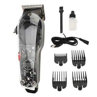 Прозрачная электрическая машинка для стрижки волос триммер со светодиодным дисплеем USB аккумуляторная машинка для стрижки волос