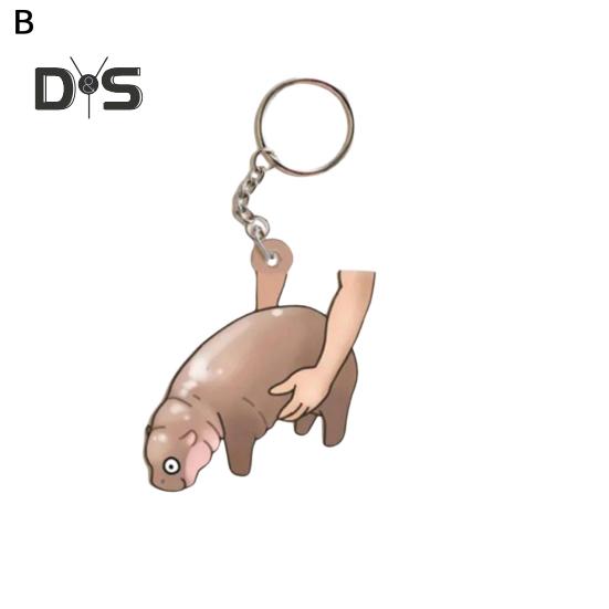 Брелок-подвеска в виде бегемота, небольшой брелок-подвеска, выделяющийся, необычный брелок-подвеска, сумка, рюкзак, аксессуар, подарок