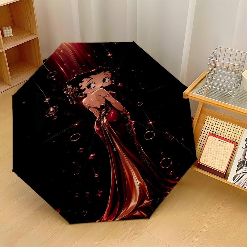 Betty Boop Windproof Auto 8 Rib Folding Umbrella Portable Outdoor Parasol