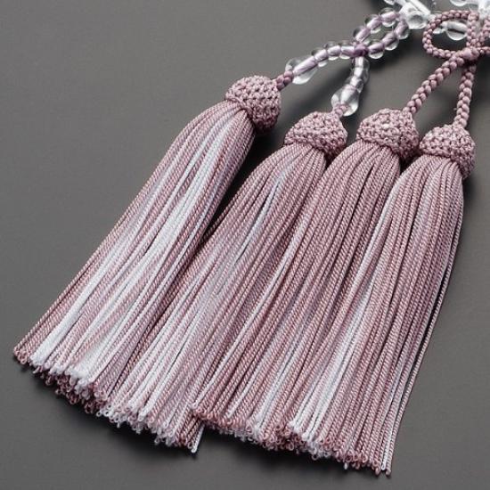 Магазин буддийского алтаря Takita Shoten Четки для молитв Jodo Shinshu Подлинные четки из настоящего хрусталя 8 дюймов Чистый шелк с кисточкой с вишневой головкой