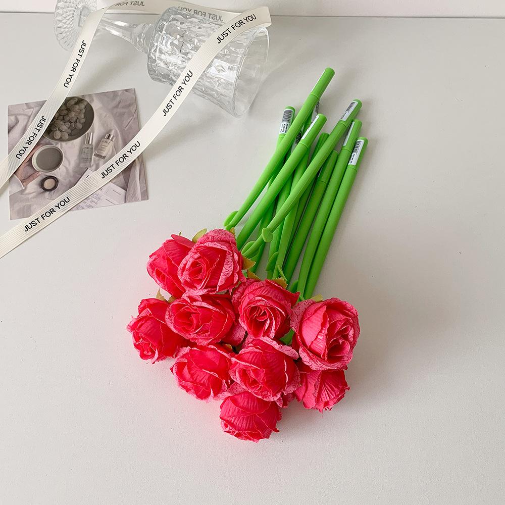 1 Piece Cute Rose Silicone Gel Pen Soft Gel Flower Ballpoint for Journaling Elegant Aesthetic Writing Gift for Teen Girls Student Supply