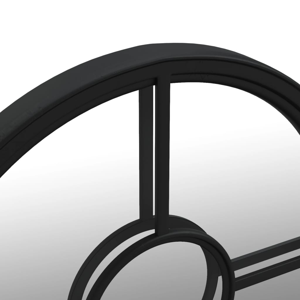 Black Round Mirror 40x4 cm Iron for Indoor Use