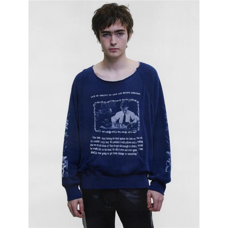 Unisex Oversized Washed Vintage Cotton Sweatshirt Fall Winter Casual Streetwear Pullover