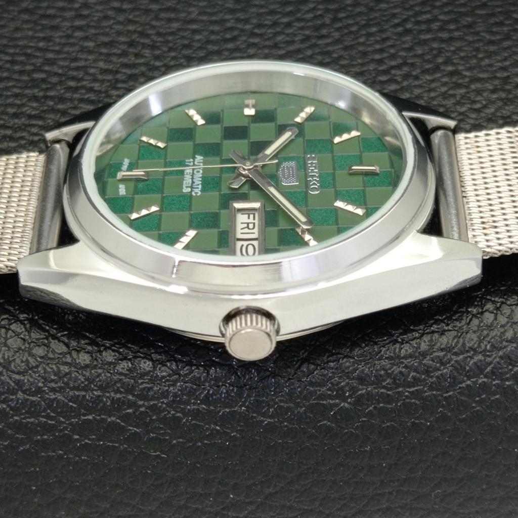 SEIKO 5 AUTOMATIC 6309A REFURBISHED JAPAN MENS GREEN COLOR DIAL WATCH a440235-4
