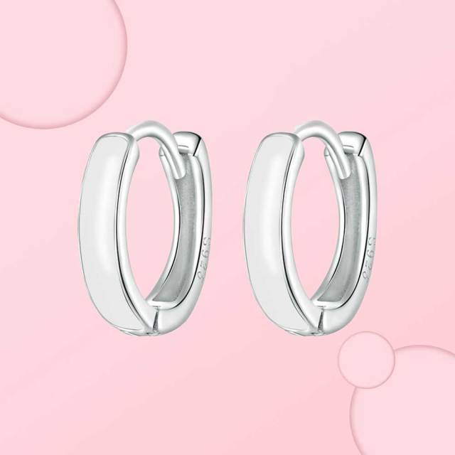 925 Sterling Silver Hoop Earrings For Women Heart Ear Hoops Real Silver 925 Jewelry Original Brand Jewelry