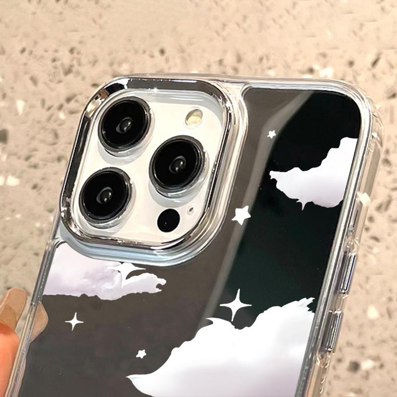 Зеркальный чехол для телефона Clouds Stars для iPhone 15 Pro Max, чехол для iPhone 11 16 12 13 14 Pro Max Plus XS, противоударный чехол-накладка Funda