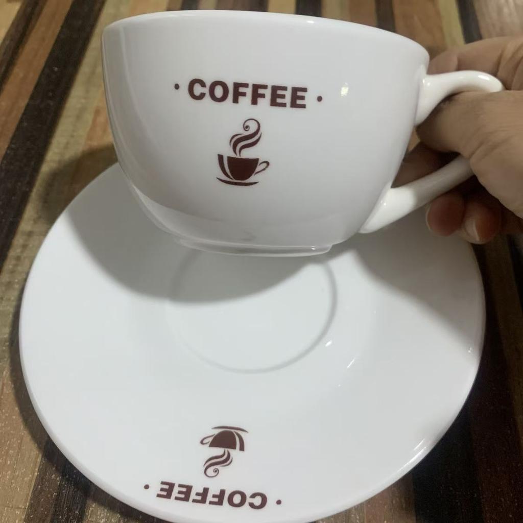 Корейский Ins Стиль Французский Ретро Кружка Красная Буквенная Линия Керамическая Кофейная Чашка+блюдце Белая Молочная Кружка Минималистичный Набор Подарок на День Рождения