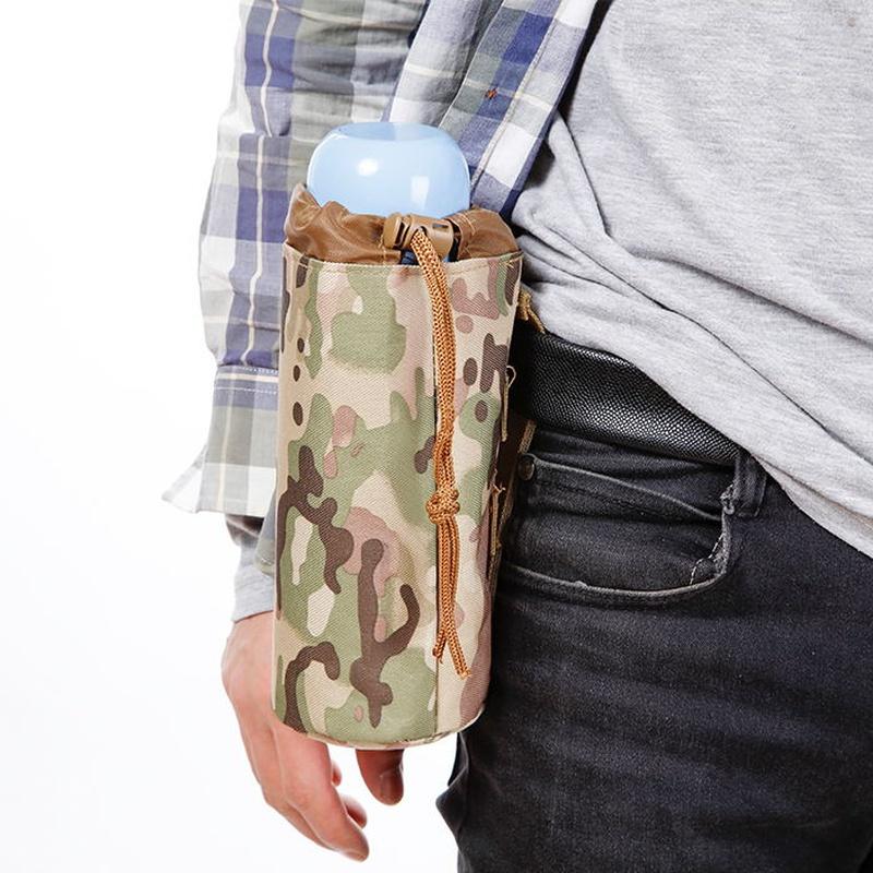 Тактическая сумка для бутылки с водой, военная сумка для путешествий на открытом воздухе, пеший туризм, держатель для бутылки с водой на шнурке, сумка-переноска для чайника (без бутылки с водой)