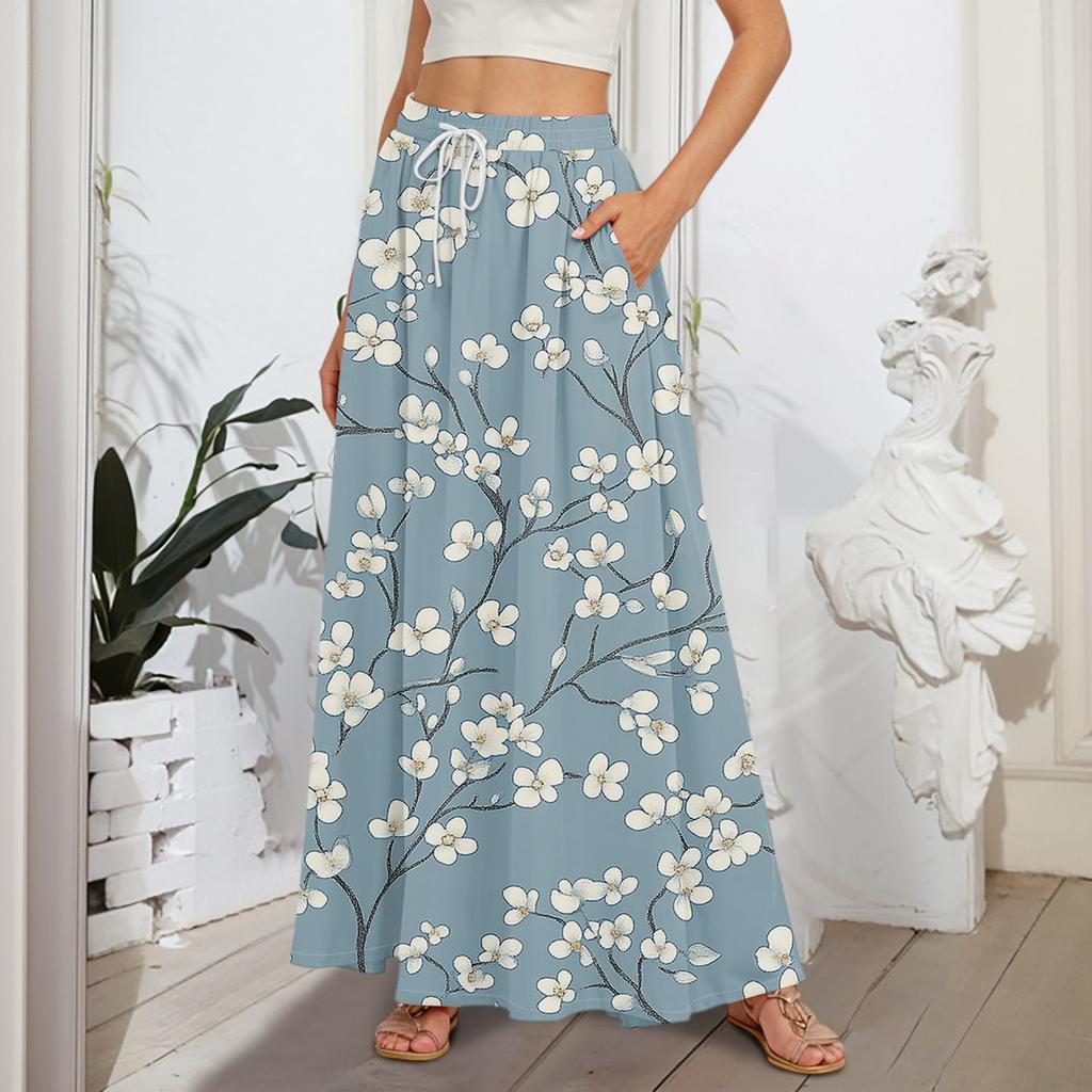 Женские струящиеся расклешенные юбки-макси с оборками и эластичным поясом, элегантные многослойные длинные юбки в стиле бохо