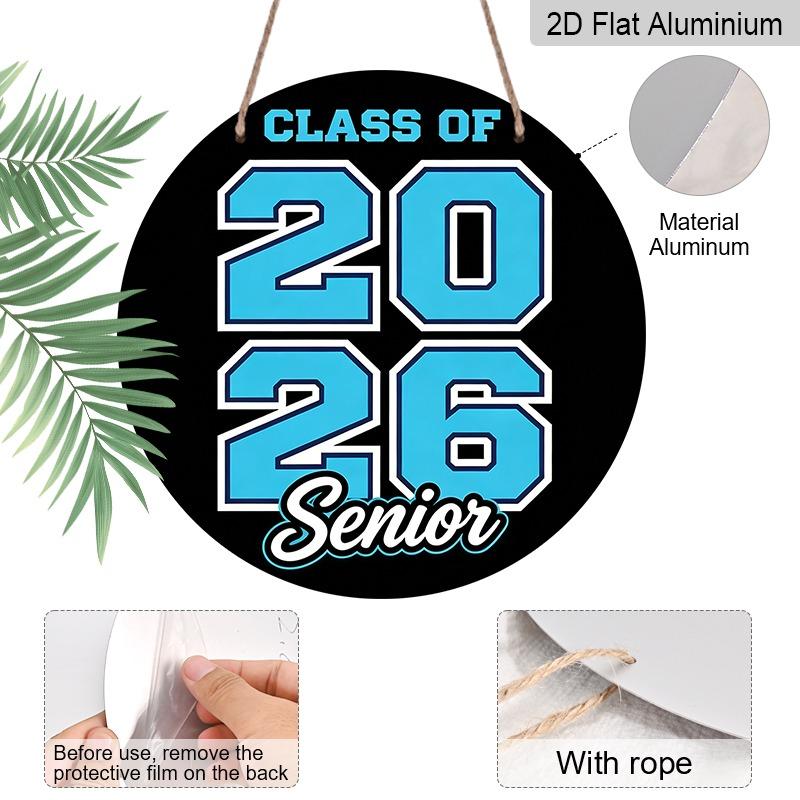 2D Flat Aluminum 2026 Graduation-themed Wall Hanging Is Available in Multiple Sizes. Its American College Black and Blue Varsity Team Style Design