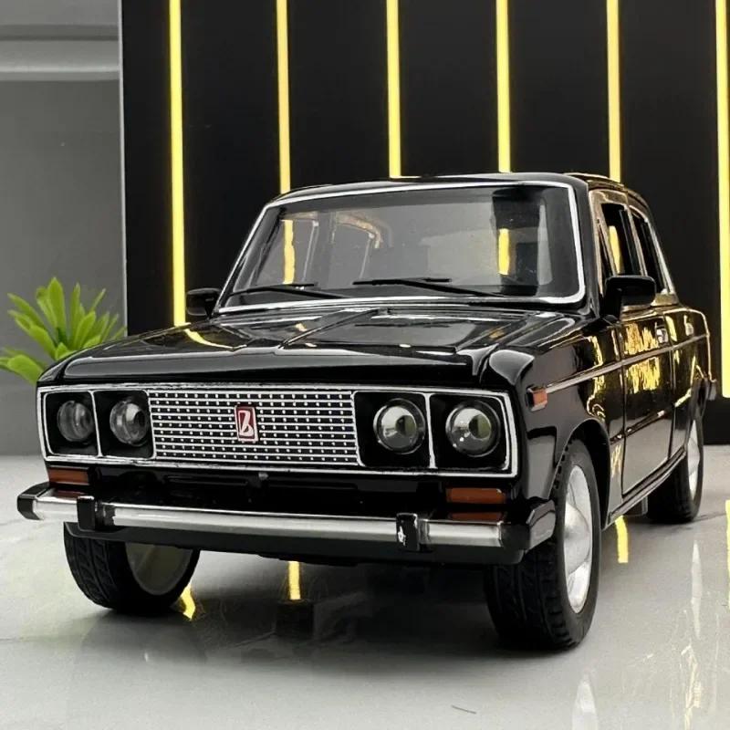 Моделирование 1:24 LADA Винтажная модель автомобиля Литье под давлением Металлические игрушки Транспортные средства Звук и свет Дети Мальчики Подарочные миниатюры Voiture