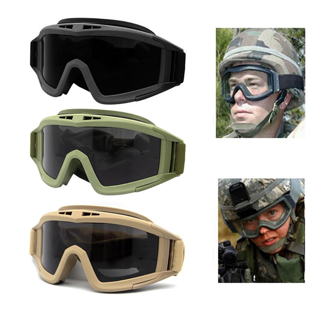 Tactical Windproof Goggles with Replaceable Lenses Adjustable Strap Protective Eyewear for Outdoor Sports Airsoft Paintball