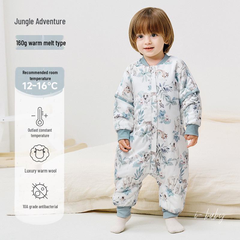 IBaby шерстяной детский спальный мешок - Осенне-зимнее одеяло от пинков