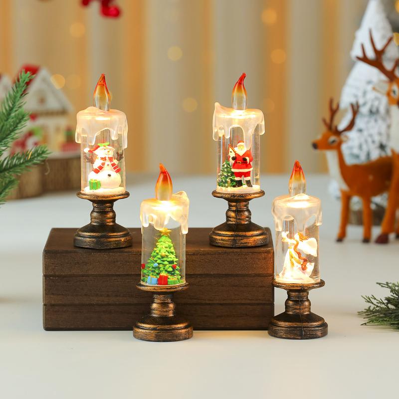 Christmas Decoration Electronic Candles Night Lights Desktop Lighting Atmosphere Scene Arrangement Props Xmas Kids Gifts