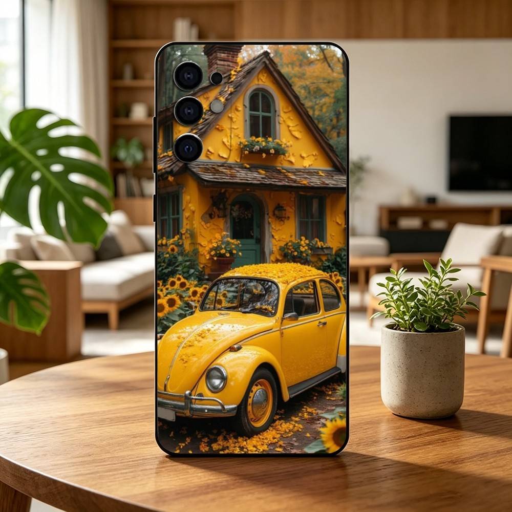 V-Vintage B-Beetle Cars Phone Case For Samsung S25,S24,S21,S22,S23,S30,Ultra,S20,Plus,Fe,Soft Silicone Black Cover