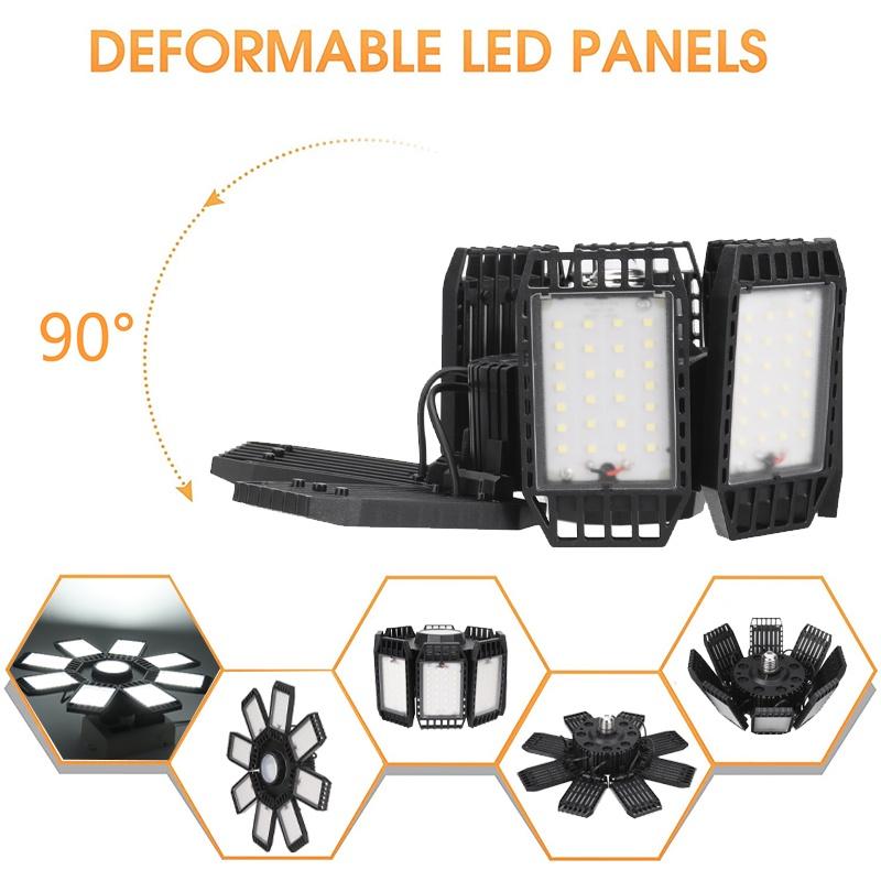 AC 85-265V 250W 6500K E27 Светодиодная лампа для гаража Регулируемая деформируемая лампа Потолочный светильник для магазина/склада/мастерской