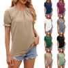 Ladies Casual Fashion Solid Color Round Neck Loose Short Sleeve T-Shirt Top