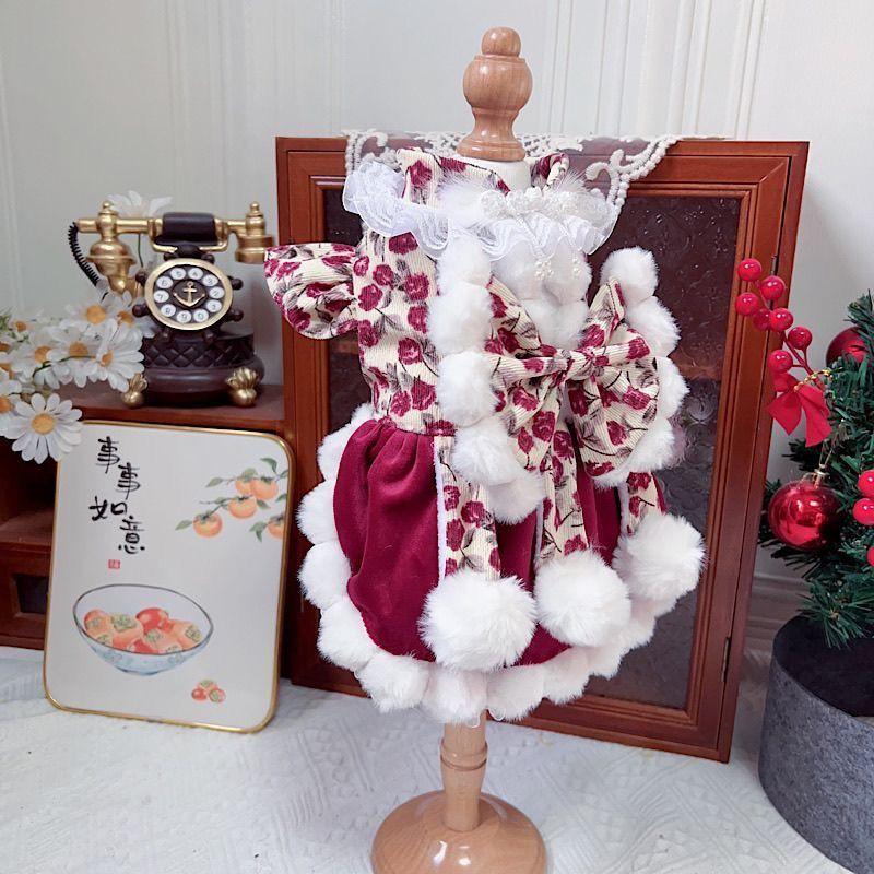 Winter Warm Dog Coat Small Breeds Pomeranian Teddy Cotton Thickened Princess Dress
