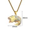 Hip Hop Ice Out Bling Fish Pendant Gold Color Stainless Steel Ocean Animal Necklace For Woman/Men Cute Fashion Jewelry Gift