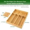 VaeFae Bamboo Silverware Organizer (Non-Expandable), Drawer Dish Holder, Wooden Cutlery Tray with Dividers for Kitchen Drawers, Dish Organizer with Kn