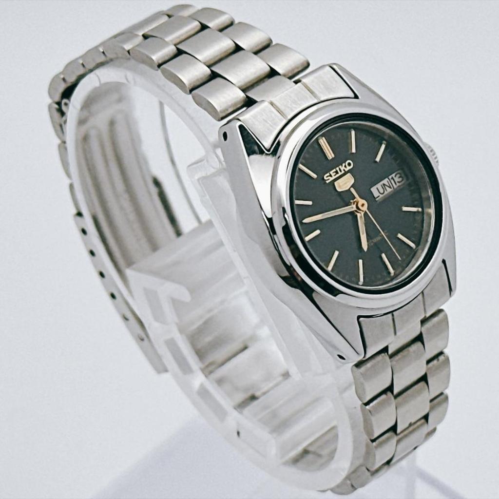 Used vintage SEIKO5 ladies watch automatic day date reimport dark blue