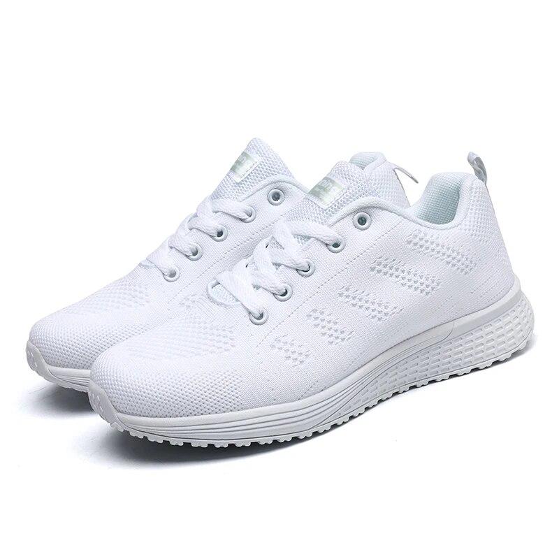 Women Casual Shoes Fashion Breathable Walking Mesh Flatshoessneakers White Female Footwear