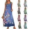 Женский повседневный длинный сарафан, летнее пляжное платье, круглый вырез, без рукавов, свободный сарафан