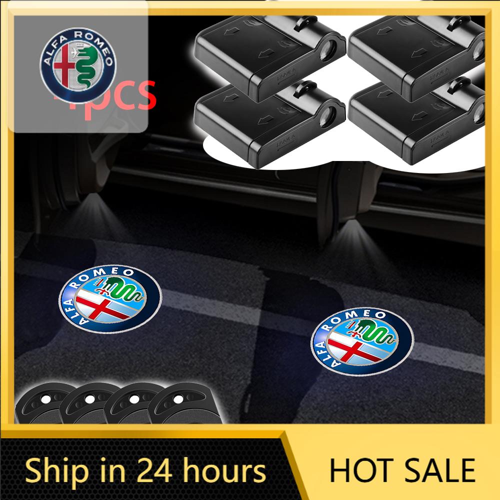 For Alfa Romeo 508 Car Sticker For Alfa Romeo 147 4pcs LED Car Door Magnetic Attraction Welcome Lights Laser Projector Logo For Alfa Romeo Giul qw2
